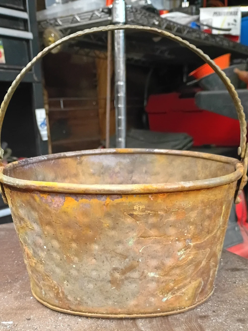 Vintage Copper-Tone Decorative Bucket for Home Accents